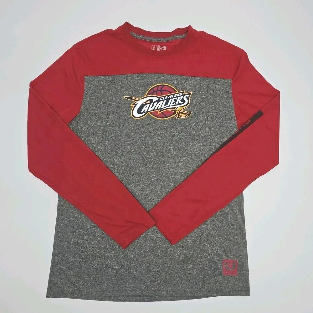 THREE Cleveland Cavaliers Shirts Men Sz Medium Thermal Gray 1/4 Zip Red NBA CAVS